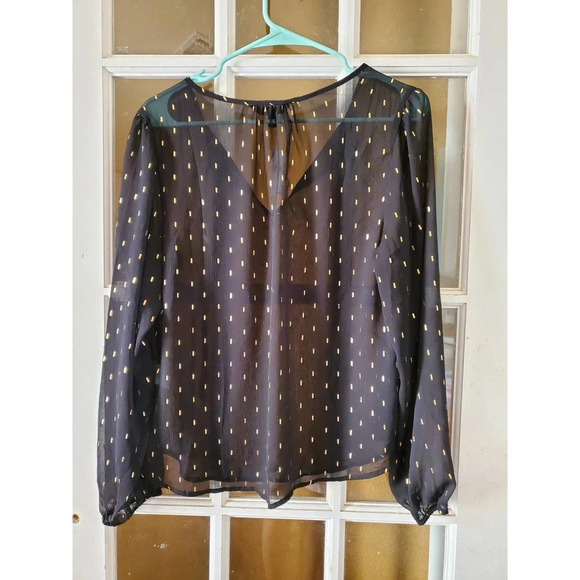BANANA REPUBLIC | Womens Sheer Black and Gold Long Balloon Sleeve - Picture 5 of 6